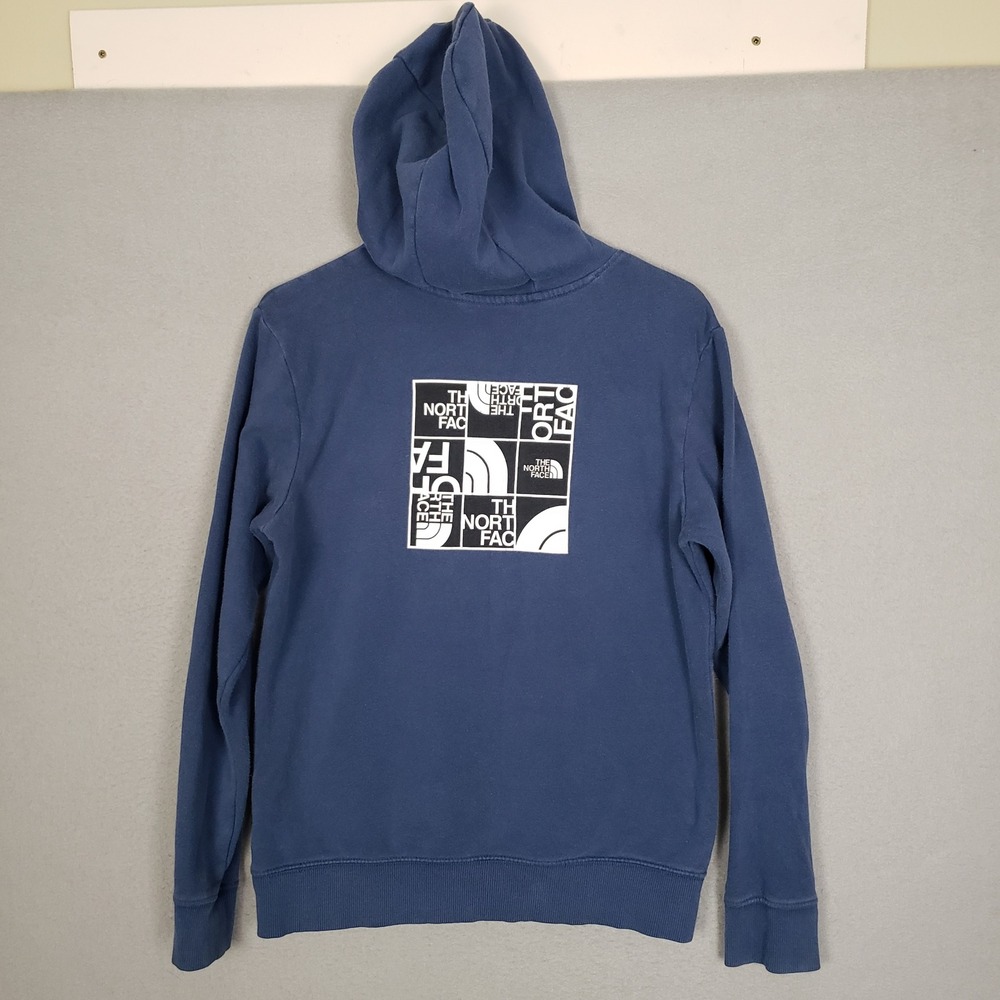 North Face Hoodie Sweatshirt Blue Logo Grid Graphic Athleisure Gorpcore Teen XL - Picture 2 of 12